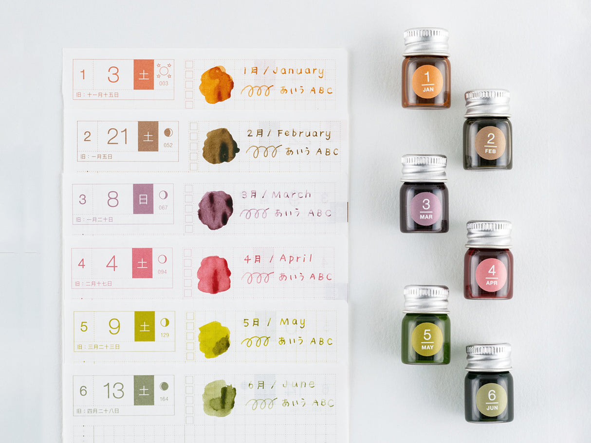 Kakimori x TSUKI no IRO: Mini Ink Bottle Set (Jan-Jun)
