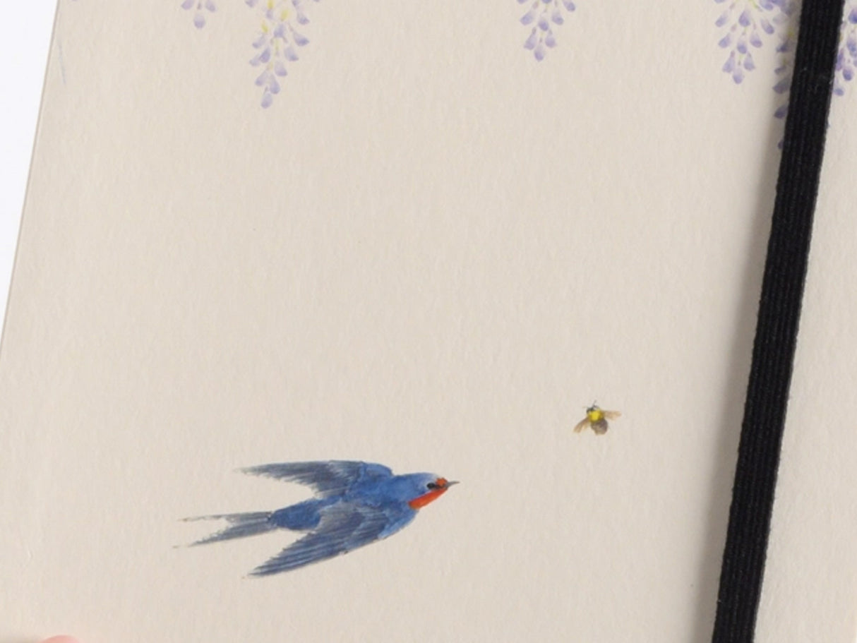 Kashiko Japan Artist Notebook - Wisteria and Swallow