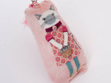 Kusuguru Japan Puffy Cat Keychain