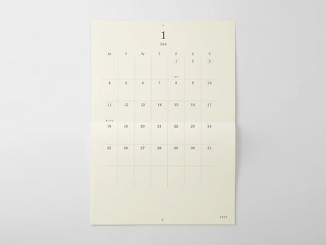 MD Wall Calendar 2027 Bi Folded A3