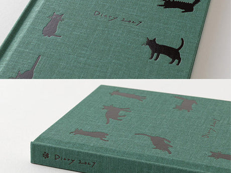 Midori Book Style Diary 2027 - Green Cat