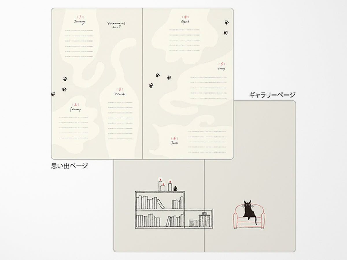 Midori Book Style Diary 2027 - Green Cat