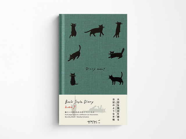 Midori Book Style Diary 2027 - Green Cat