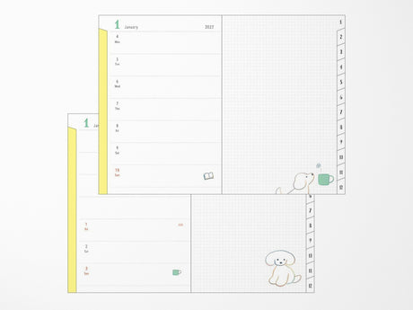 Midori Pocket Diary A6 Dog 2027