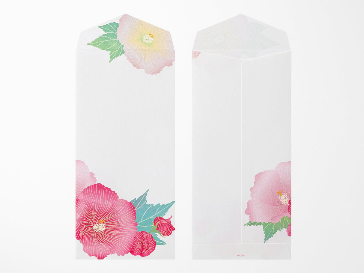 Midori Seasonal Envelopes - 032 Silk-Printing Hibiscus