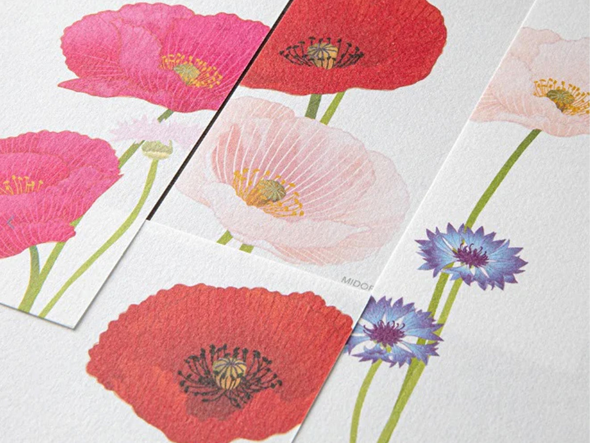 Midori Seasonal Memo Letter Pad - 599 Four Designs Poppy