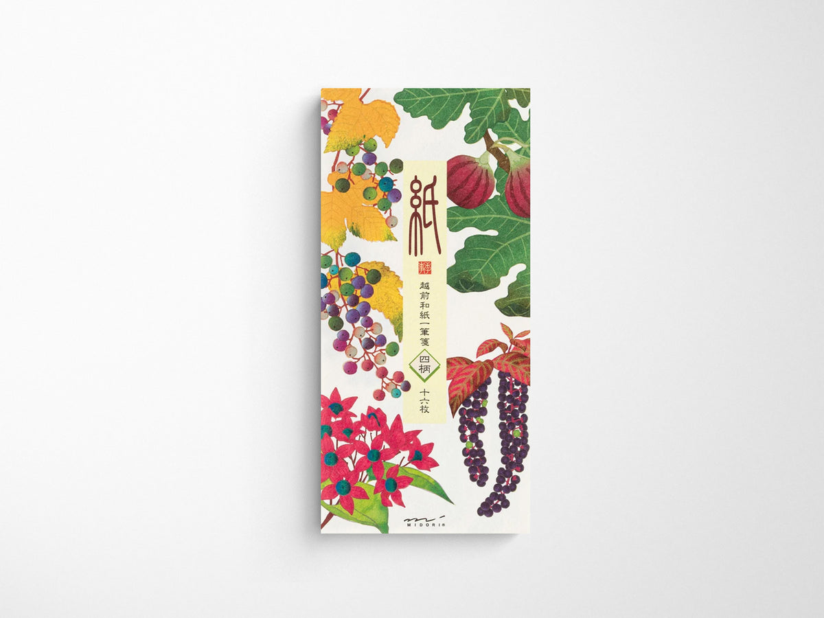 Midori Seasonal Memo Letter Pad - 609 Four Designs Autumn Fruits