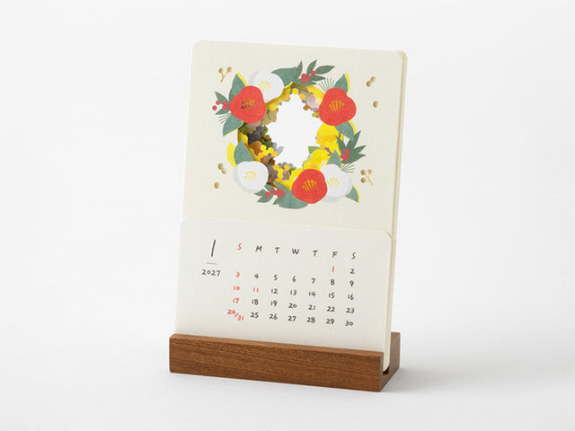 Midori Stand Calendar 2027 - Laser Cut Flowers