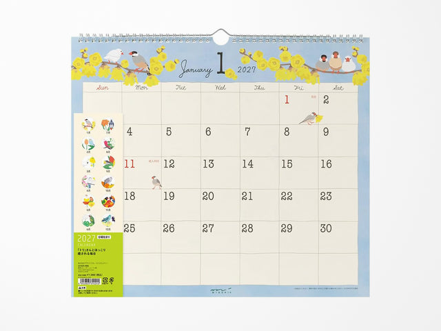 Midori Wall Calendar 2027 - Bird