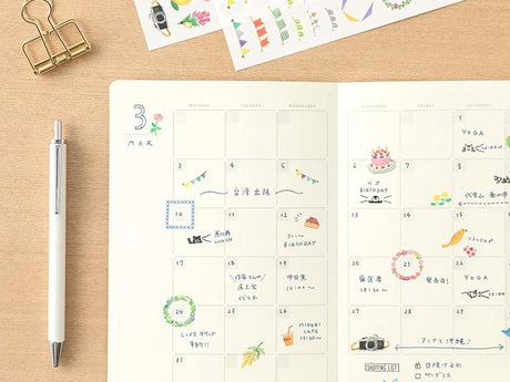 Midori Yuru Log Sticker Sheet - Motif