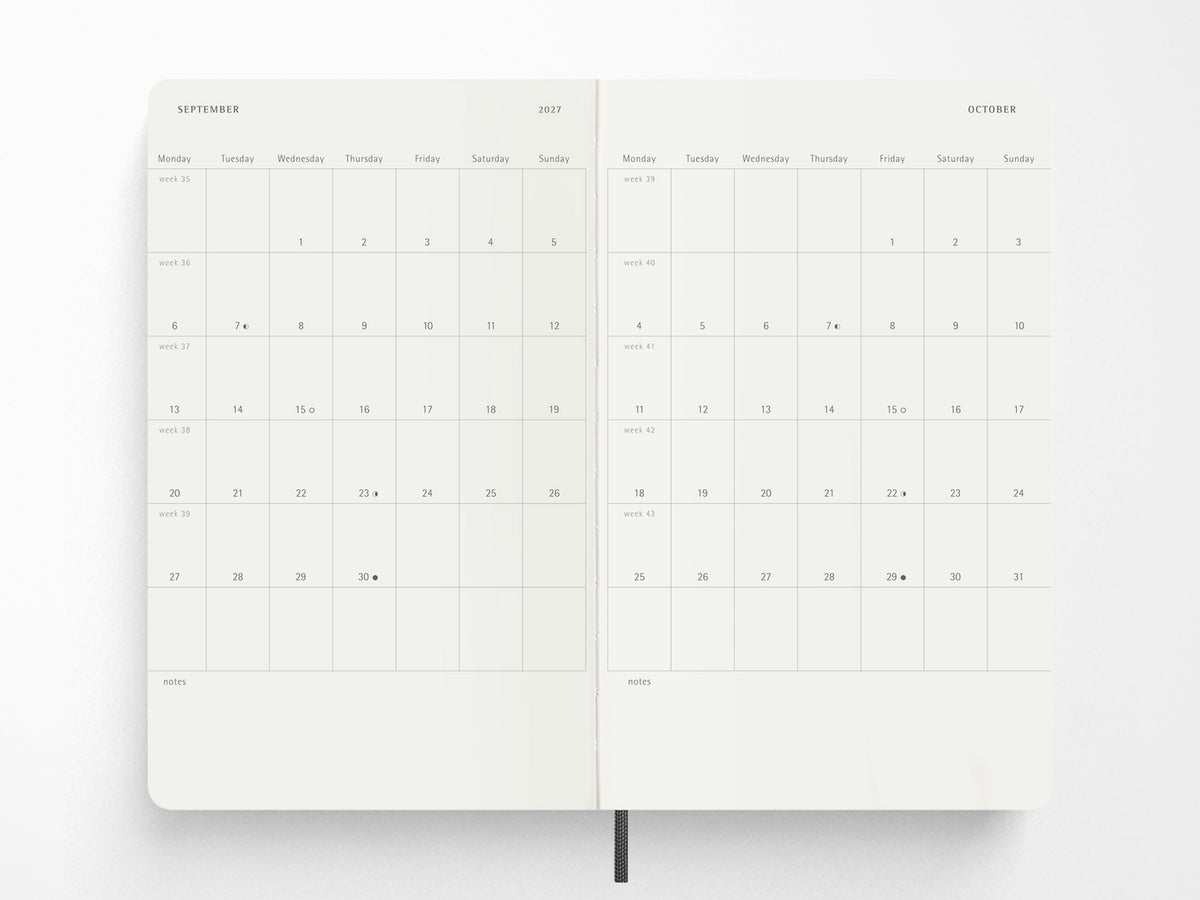 Moleskine 2027 Weekly Planner - Black Soft Cover