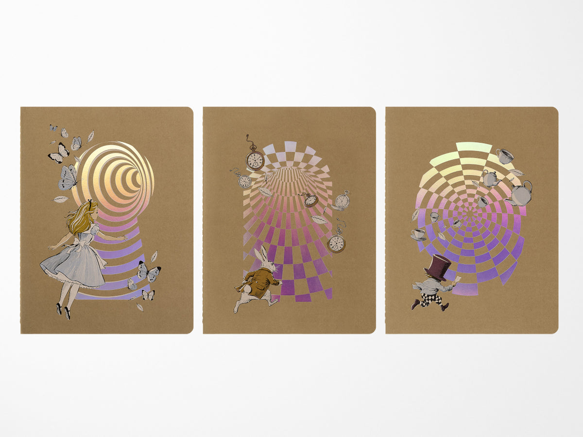 Moleskine Alice's Adventures in Wonderland Set of Three XL Ruled Cahier Notebooks