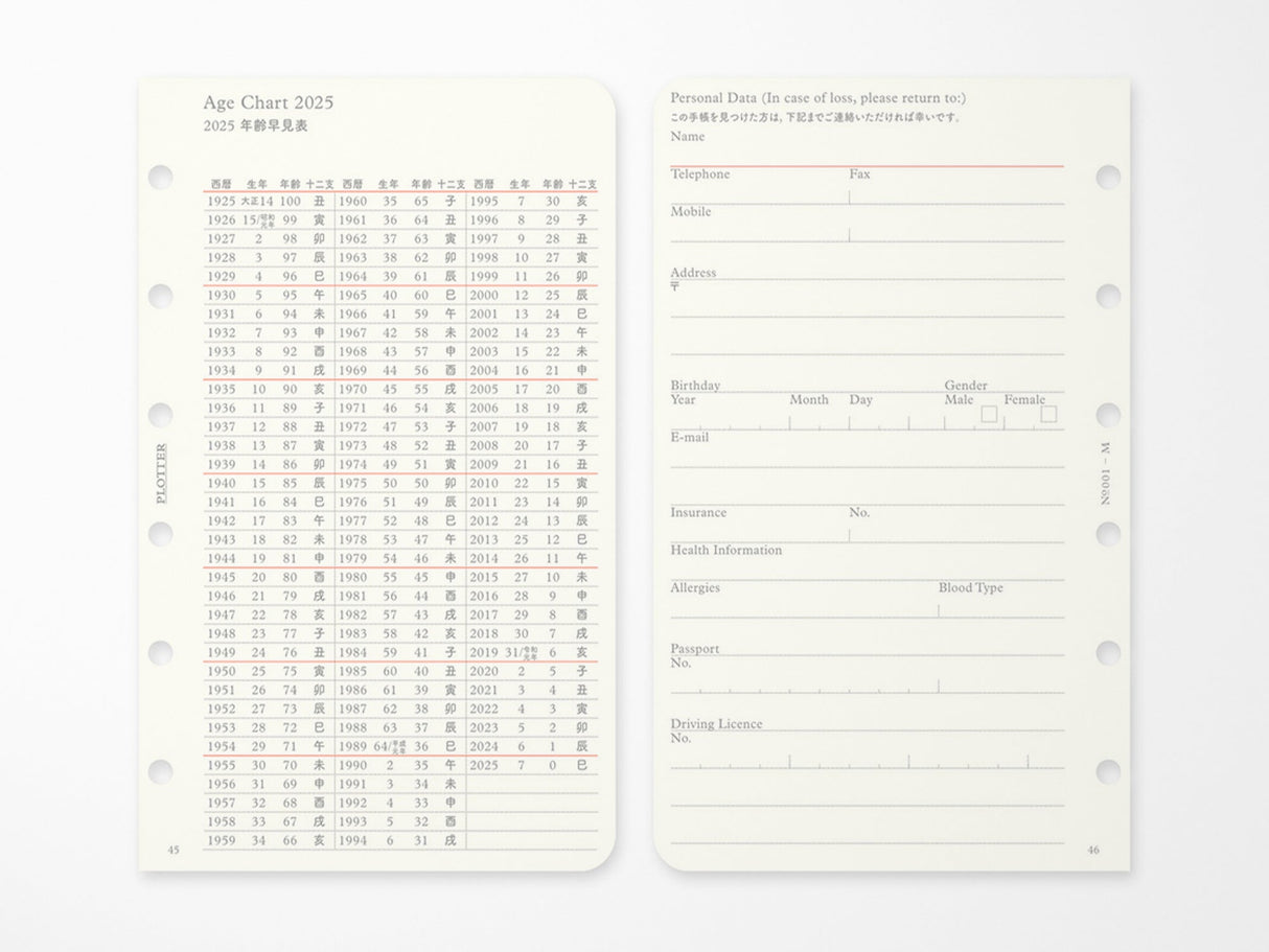 PLOTTER Refill Monthly Schedule Refill 2026 - Mini Size