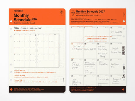 PLOTTER Refill Monthly Schedule Refill 2027 - A5 Size