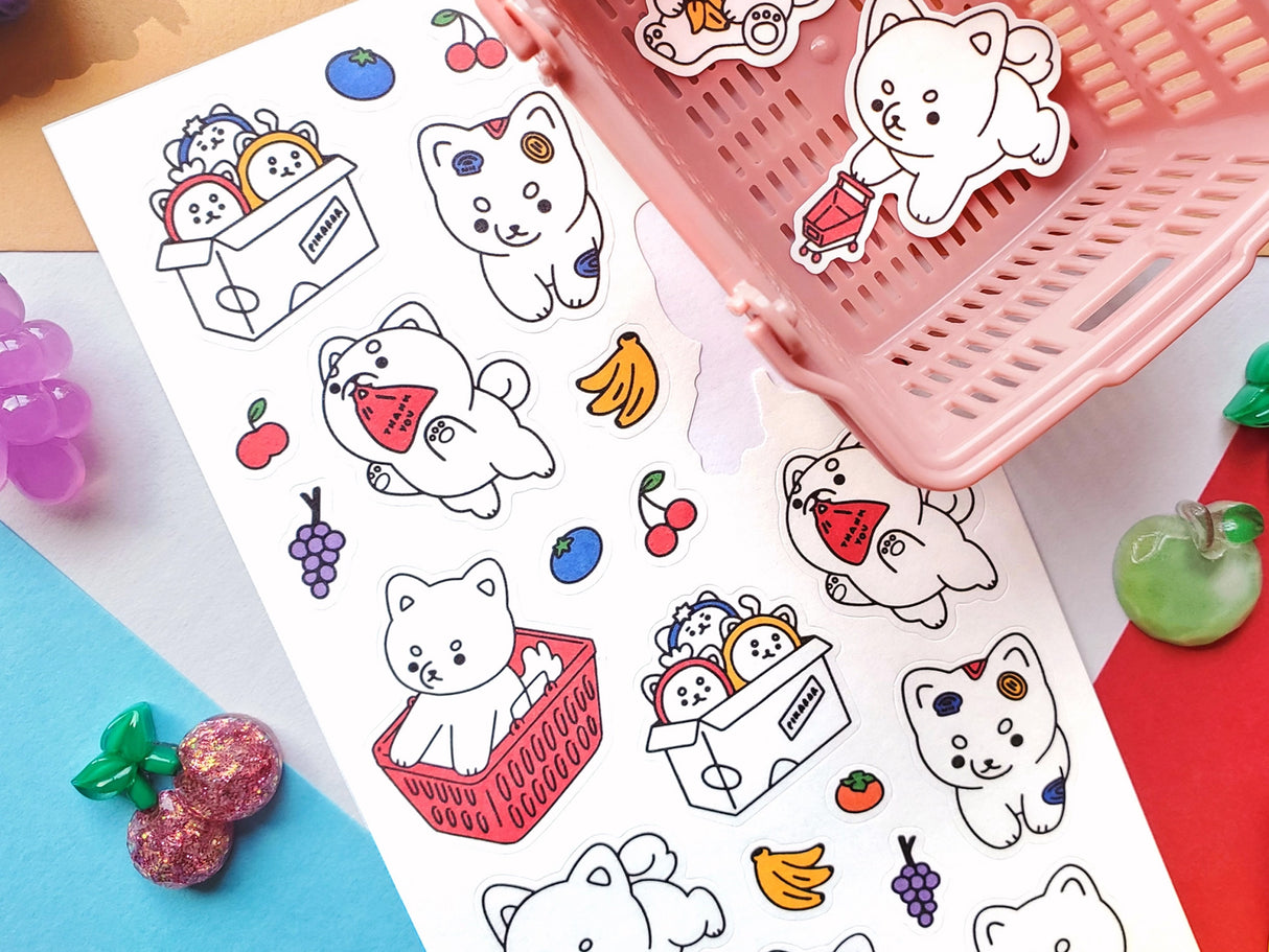 Shopping Shiba Sticker Sheet