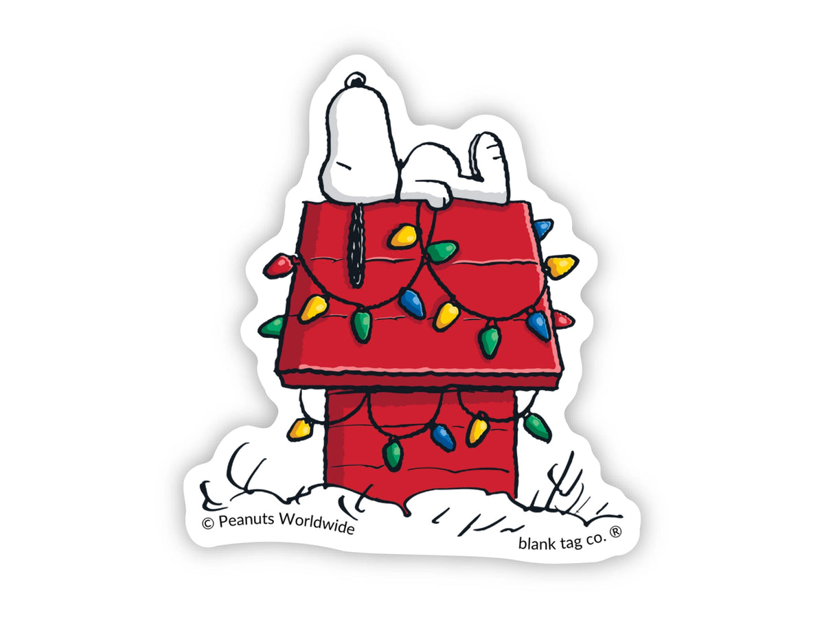 Snoopy On His Doghouse Christmas Vinyl Sticker