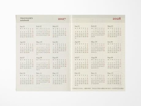 TRAVELER'S Notebook 2027 Monthly - Passport Size