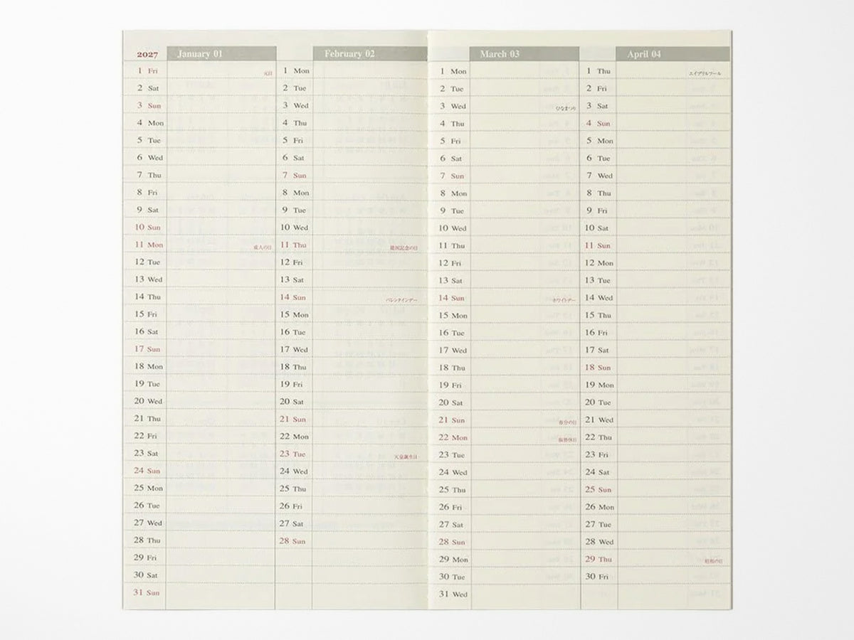 TRAVELER'S Notebook 2027 Weekly + Memo - Regular Size