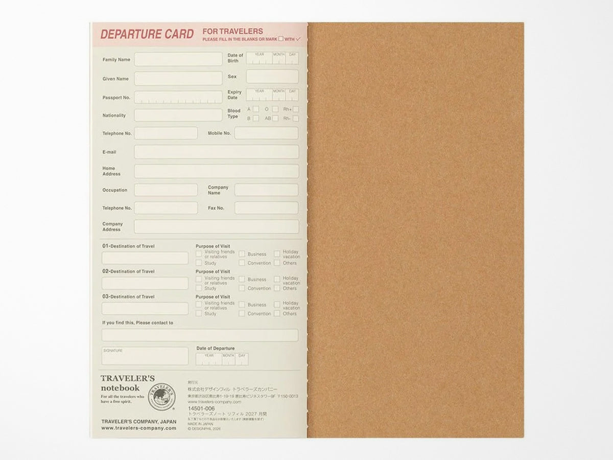 TRAVELER'S Notebook 2027 Weekly + Memo - Regular Size
