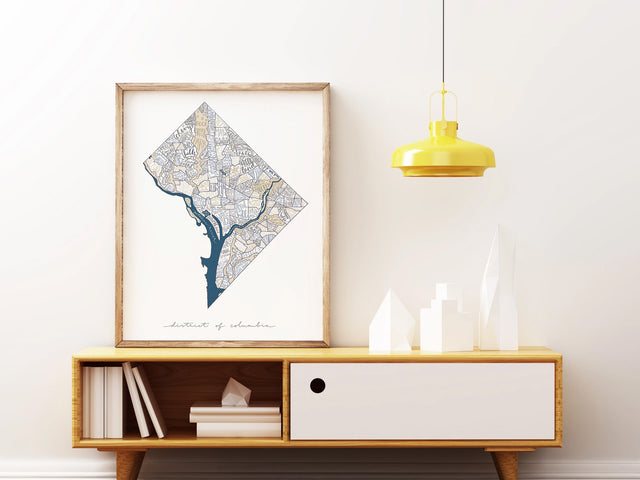 Washington DC Neighborhoods Map Art Print