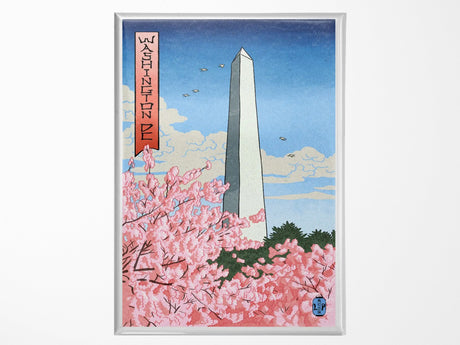 Washington Monument Cherry Blossoms Magnet