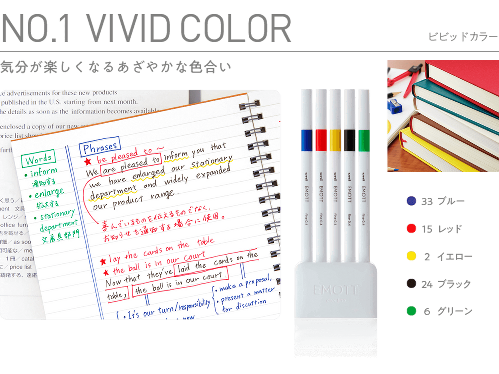 Emott Ever Fine Color Liners Set of 5 - Vivid Colors